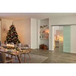 Adventsleuchter Holz mit 4 Kerzenhaltern Mangoholz 50 x 10 cm^ New