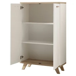 Aktenschrank Helsinki skandinavisches Design 75 x 122 x 37 cm weiß/Sanremo-Eiche-Nachbildung
