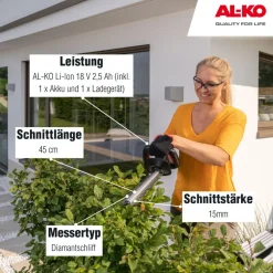 AL-KO Akku-Heckensschere 18 V HT 1845 inkl Akku