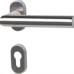 Schmalrahmengarnitur Metz-R ES satiniert PZ links*Alpertec Best