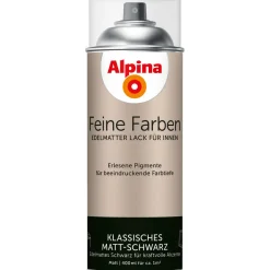 Alpina Buntlack Feine Farben Sprühlack Klassisches Matt-Schwarz edelmatt 400ml