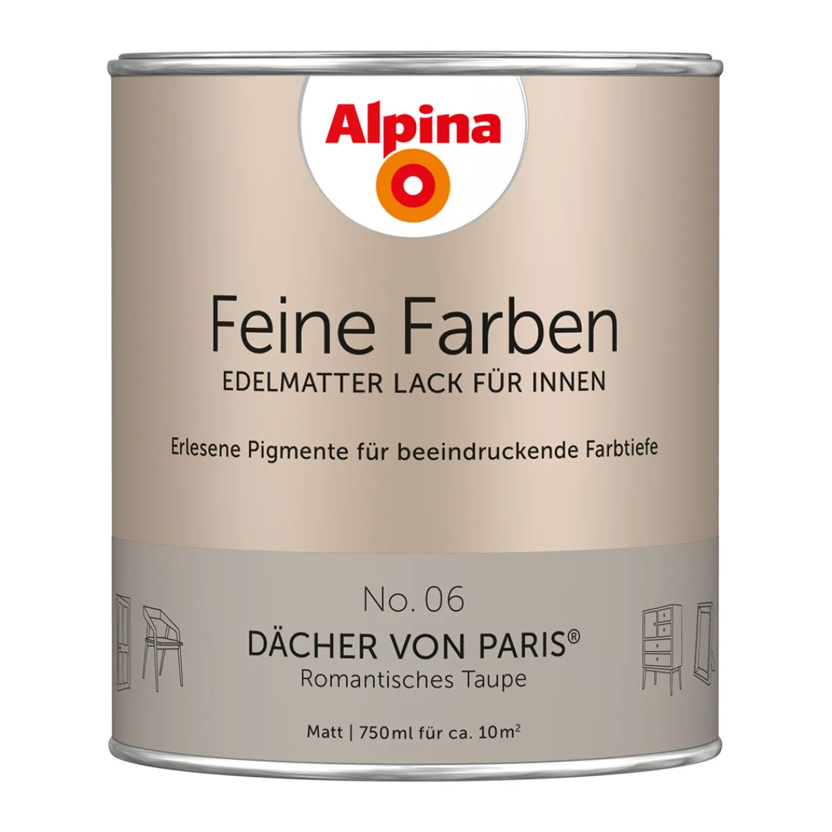 Alpina Buntlack Feine Farben Lack No 06 Dächer von Paris edelmatt 750ml