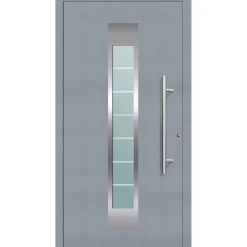 Aluminium Sicherheits-Haustür Florenz Exklusiv 75 mm grau 110 x 210 cm Anschlag rechts inkl Griffset