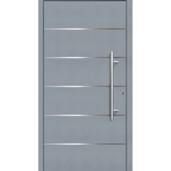 Aluminium Sicherheits-Haustür Livorno Superior 60 mm grau 100 x 210 cm Anschlag rechts inkl Griffset^ Clearance