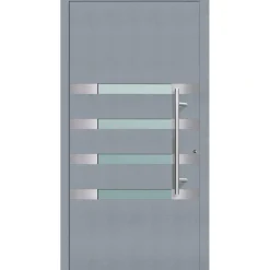 Aluminium Sicherheits-Haustür Brescia Exklusiv 75 mm grau 110 x 210 cm Anschlag rechts inkl Griffset^