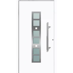Aluminium Sicherheits-Haustür Pisa Superior 60 mm weiß 100 x 210 cm Anschlag rechts inkl Griffset^ Clearance