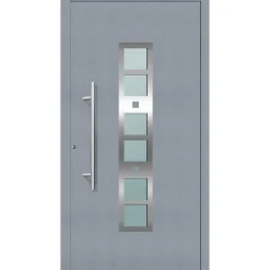 Aluminium Sicherheits-Haustür Pisa Exklusiv 75 mm grau 100 x 210 cm Anschlag links inkl Griffset