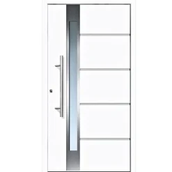 Aluminium-Sicherheitshaustür Rom Exklusiv 75 mm weiß 110 x 210 cm Anschlag links inkl Griffset