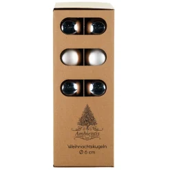 Ambientis Glaskugeln 6 cm silber weiß Mix