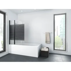 Aurlane Badewannenfaltwand Black Elegance Streifen 100 x 140 cm