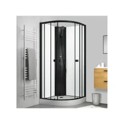 Aurlane Komplettdusche White Circle, rund, Farbe: Schwarz/weiss, 85x85x197,5cm