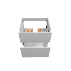 BADMOBIL Waschtischunterschrank FOTON 60 x 65 x 42 cm 2 Schubladen mit Softclose dimmbare LED-Beleuchtung mit Bewegungsmelder hellgrau