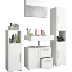VCM Badset Flandu mit Spiegelschrank weiß