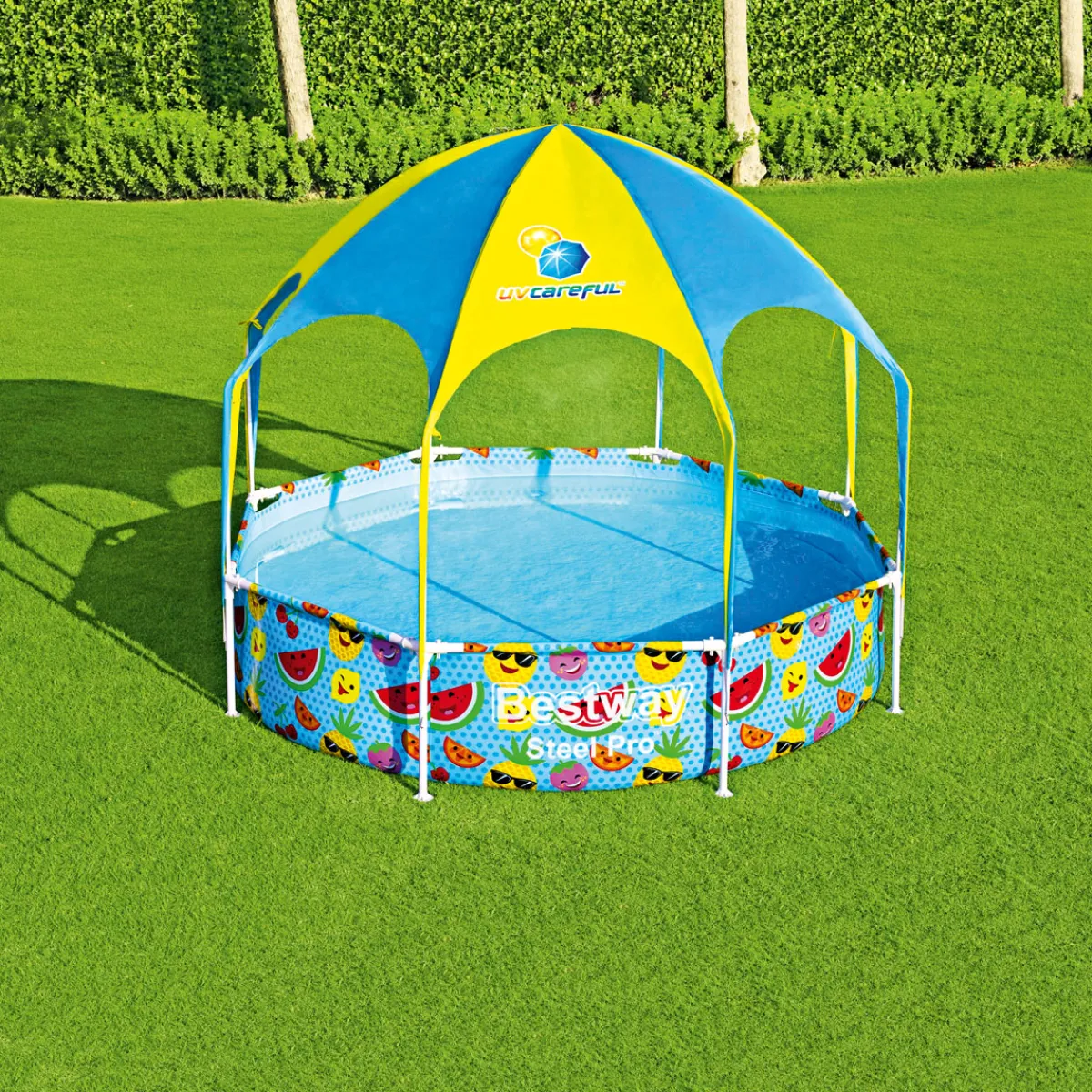 Stahlwandpool Splash-in-Shade mit Sonnendach 244 x 51 cm bunt^Bestway Discount