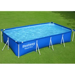 Steel Pro Frame Pool-Set mit Filterpumpe 400 x 211 x 81 cm blau eckig^Bestway Outlet
