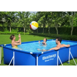 Steel Pro Frame Pool-Set mit Filterpumpe 400 x 211 x 81 cm blau eckig^Bestway Outlet