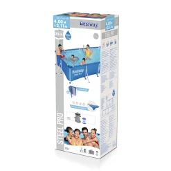 Steel Pro Frame Pool-Set mit Filterpumpe 400 x 211 x 81 cm blau eckig^Bestway Outlet