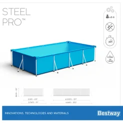 Steel Pro Frame Pool-Set mit Filterpumpe 400 x 211 x 81 cm blau eckig^Bestway Outlet