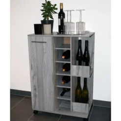 Weinregal mit feststellbaren Rollen grau marmoriert 37 x 60 x 82 cm^Better Home Clearance