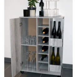 Weinregal mit feststellbaren Rollen grau marmoriert 37 x 60 x 82 cm^Better Home Clearance