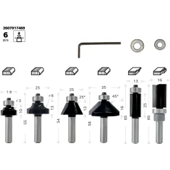 Rand- und Kantenfräse-Set GKF 12V 6-teilig^Bosch Professional Best