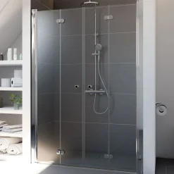 Breuer Drehfalttür Elana Komfort 4-teilig für Nische alu chromeffekt Klarglas 1600 mm