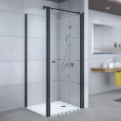 Drehtür Elana 6 für Seitenwand, Anschlag rechts, schwarz matt, Terrazzo, 800 mm*Breuer Clearance