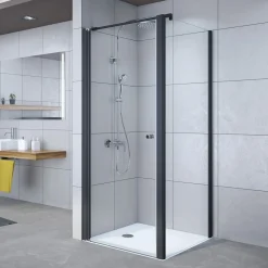 Breuer Drehtür Elana 6 für Seitenwand, Anschlag links, schwarz matt, Bella C, 750 mm