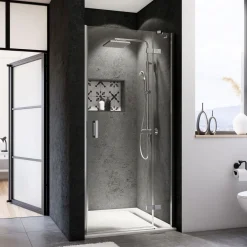 Drehtür mit Festteil Panorama für Nische, Anschlag rechts, schwarz matt, Intima, 1200 mm*Breuer Outlet