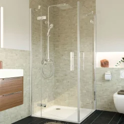 Eckeinstieg Avanta Drehtür 4-teilig alu chromeffekt Klarglas 800/900 mm*Breuer Best