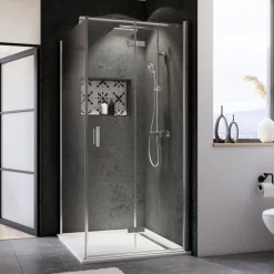 Breuer Eckeinstieg Elana 8, Drehfalttür, alu chromeffekt, intima, 1000/1000 mm