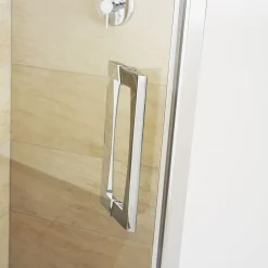 Eckeinstieg Panorama Schiebetür 4-teilig alu chromeffekt Klarglas 1400/1400 mm^Breuer Discount