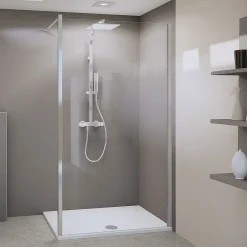 Flex Duschwand Panorama alleinstehend mit Decken- oder Wandstabilisator alu chromeffekt Intima 900 mm^Breuer