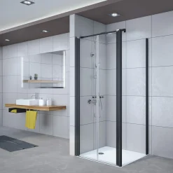 Breuer Pendeltür Elana 6 für Seitenwand schwarz matt satiniert 750 mm