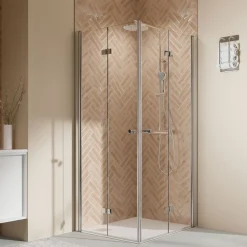 QUICK72 Elana 2.0 Eckeinstieg Drehfalttüren Alu chromeffekt Klarglas 1000/1000 mm^Breuer Hot