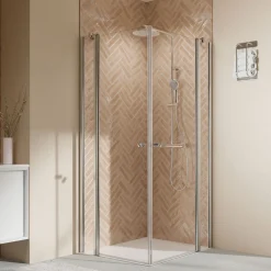 Breuer QUICK72 Elana 2.0 Eckeinstieg Drehtüren Alu silber matt Klarglas 800/800 mm