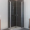 Breuer Runddusche 4-teilig Drehtür mit Festteilen, Radius 550, Alu silber matt, Klarglas, 1000 x 1000 mm