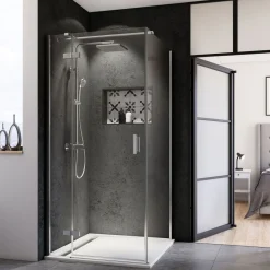 Seitenwand Panorama für Drehtür mit Festteil alu chromeffekt Klarglas 1000 mm^Breuer Hot