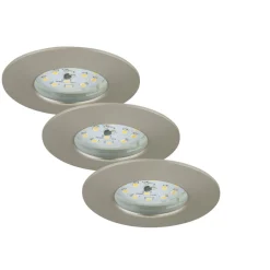 Briloner LED-Einbauleuchte 3er-Set matt-nickel rund
