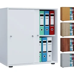 VCM Büroschrank Lona L mit Schiebetüren weiß