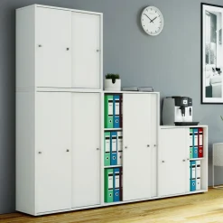 VCM Büroschrank Lona XL mit Schiebetüren weiß
