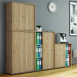 VCM Büroschrank Lona XXL mit Schiebetüren Sonoma-Eiche