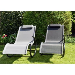Chillroi Schaukelgartenstuhl grau Gartenliege Liegestuhl Sonnenliege