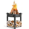 Feuerschale Montana 80 hoch inkl. Holzlager 88x80cm Schwarz*CookKing Online