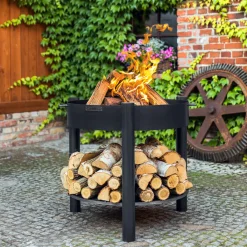 Feuerschale Montana 80 hoch inkl. Holzlager 88x80cm Schwarz*CookKing Online