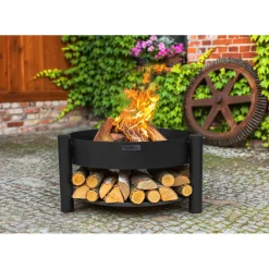 Feuerschale Montana 60 inkl. Holzlager 68x45cm Schwarz^CookKing Discount
