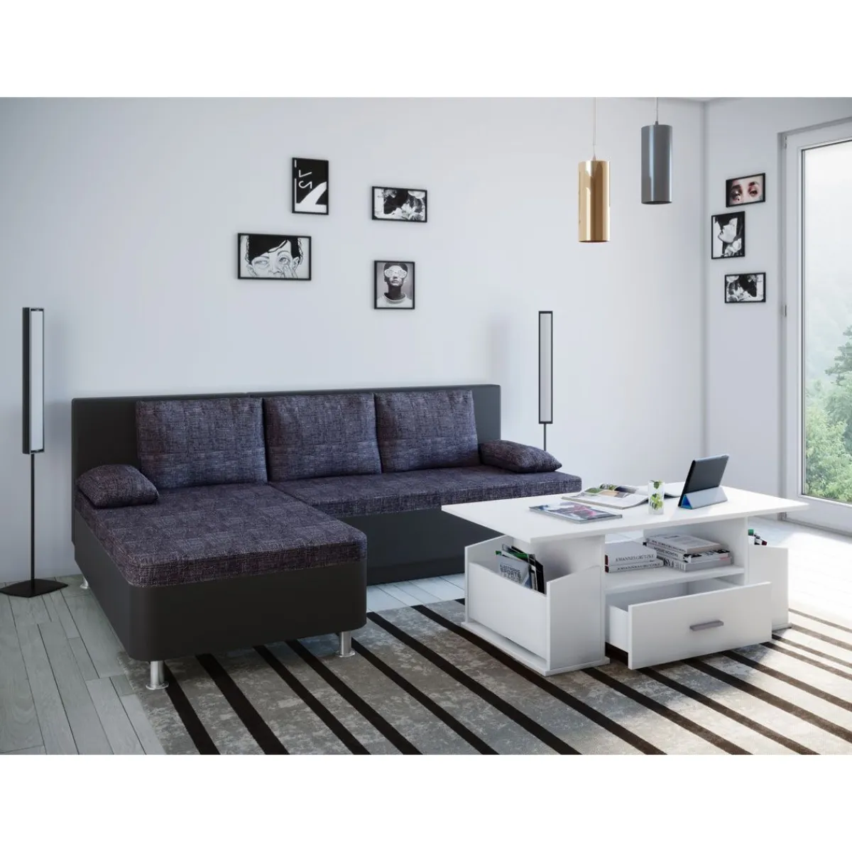 Couchtisch Junata weiß/schwarz^VCM Outlet