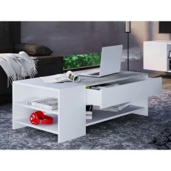 Couchtisch Tindus weiß/Buche^VCM New