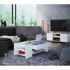 Couchtisch Tindus weiß/Buche^VCM New