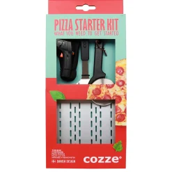 Pizza Starter Set 3-teilig Spaten Thermometer und Pizzaschneider^COZZE Outlet